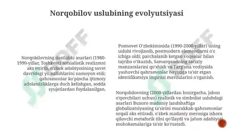 Normurod Norqobilovning qissalari tahlili 6