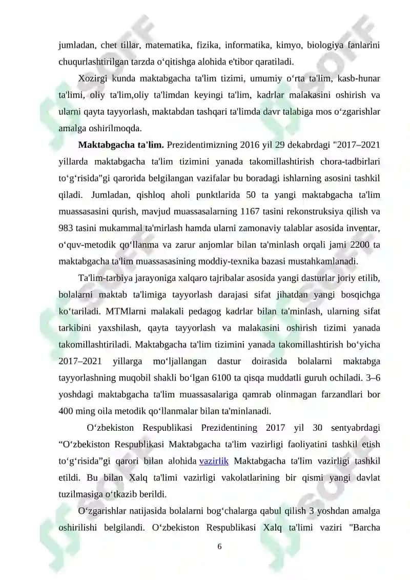 Qo’shimcha ta’lim faoliyatini ichki baholash mezonlari va ko’rsatkichlari 6
