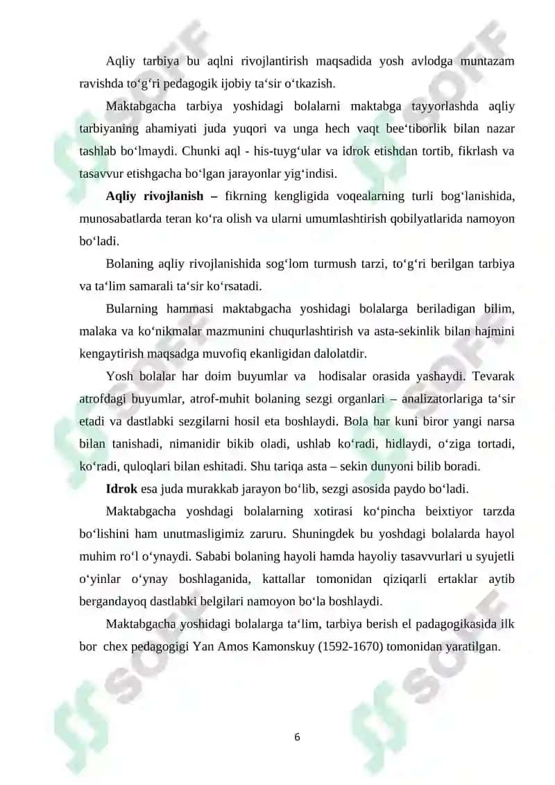 MAKTABGACHA YOSHDAGI BOLALARNING AQLIY RIVOJLANISHI 6