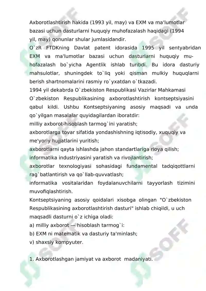 Axborotlashgan jamiyat va uning istiqbollari 6