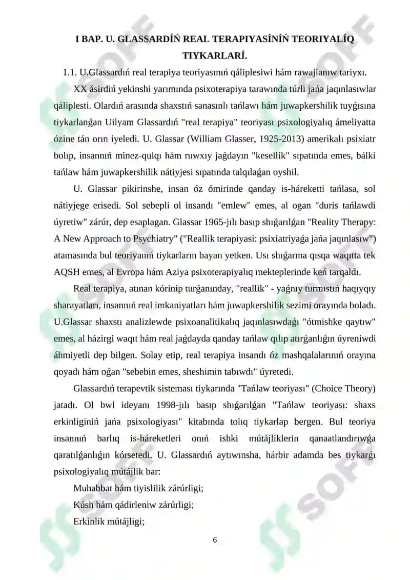 U. Glassardıń real terapiyası   toplarda islewde qollanıw imkaniyatları 6