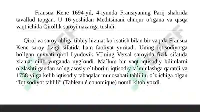 Fransua Kenening iqtisodiy ta’limoti 6