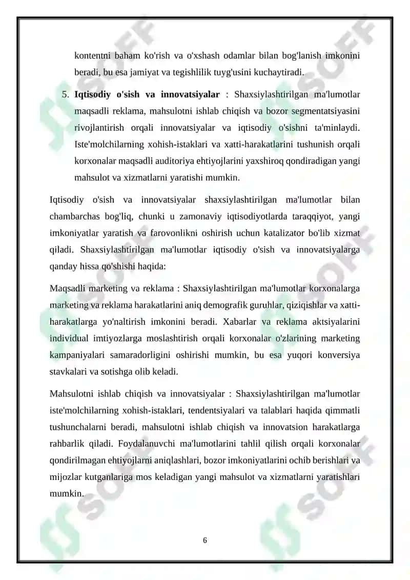 SHAXSGA YOʻNALTIRILGAN AXBOROT 6
