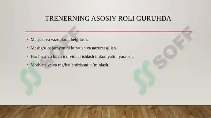 Trenerning guruhda ishlash uslubi 6