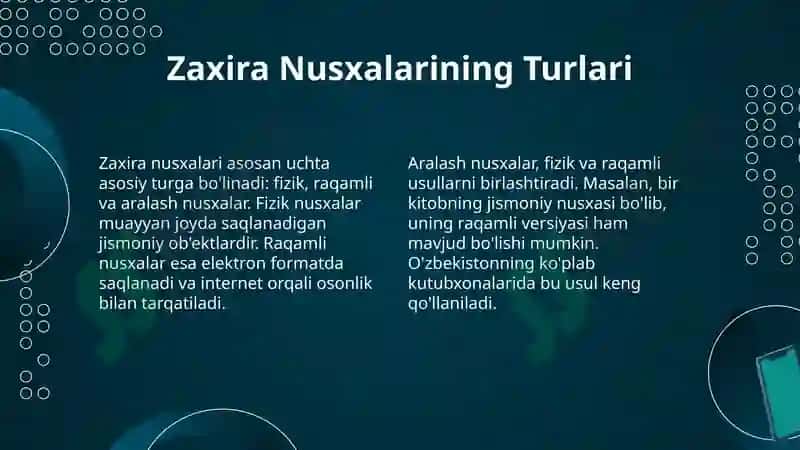 ZAXIRA NUSXA OLISH USULLARI 6