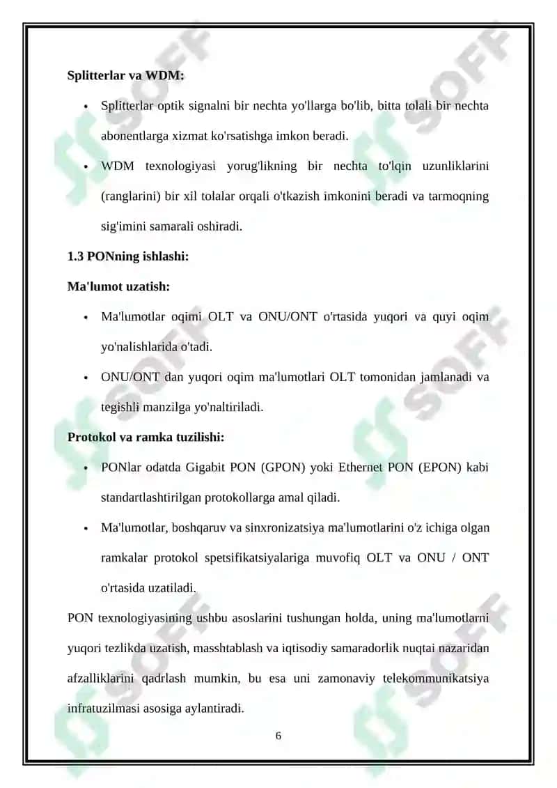 Passiv optik tarmoqni qurilish prinsipi 6