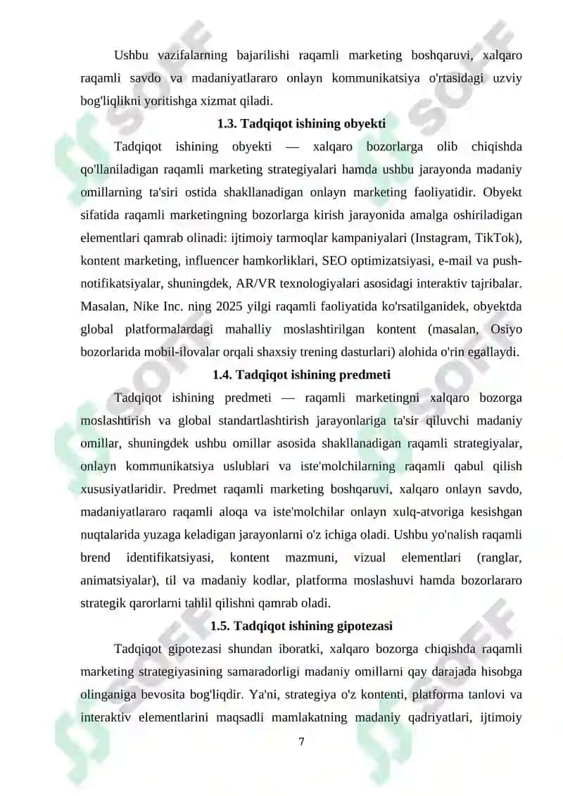 TADQIQOT ISHI. Xalqaro bozarlarda raqamli marketing strategiyasi 6