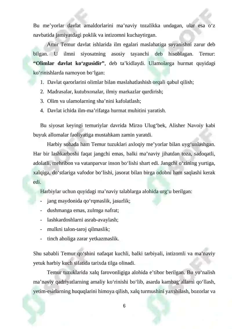 AMIR TEMUR VA TEMURIYLAR DAVRIDAGI MILLIY MA’NAVIYATIMIZ KAMOLOTINING SABABLARI 6