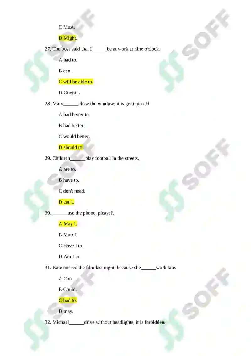 Verb Tenses Practice Questions 6