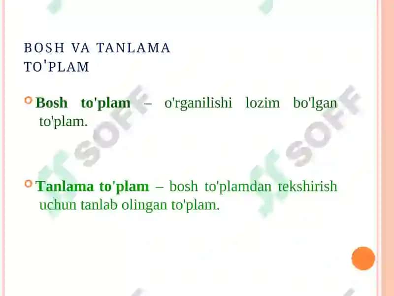 Tanlab kuzatishning qo’llanilishi 6