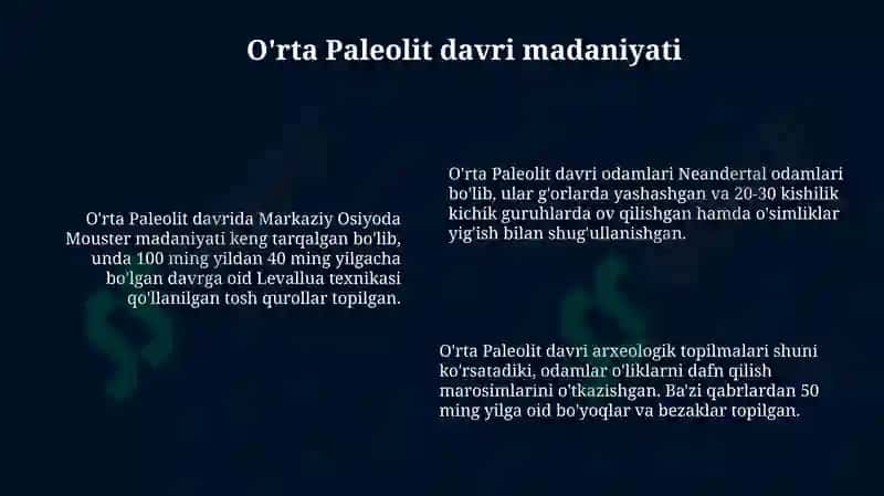 Oʻrta Osiyo paleolit davrida 6