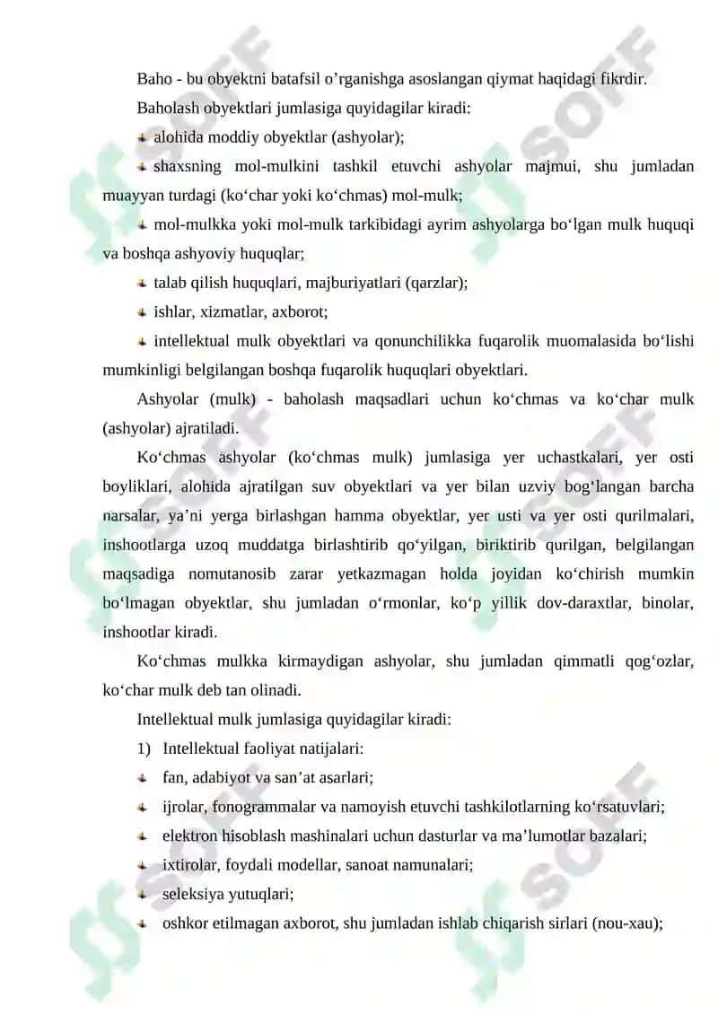 MULK QIYMATINI BAHOLASH YONDOSHUVLARI VA USULLARI TIZIMI 6