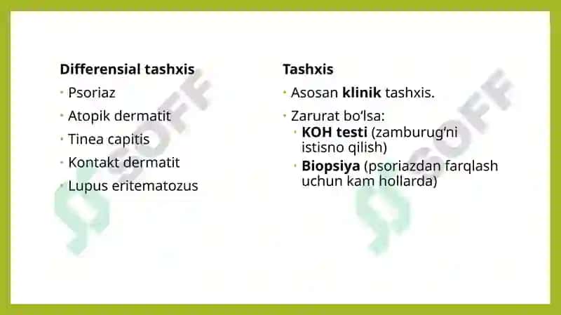 Seboreya. Pushti rangli xusnbuzarlar. Chaqaloqlarning yiringli  kasalliklari. Layell va Stivens-Djonson sindromlari 6