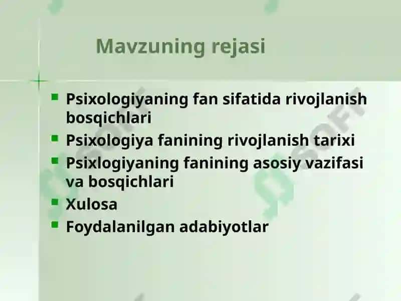 Psixologiya fanining predmeti va rivojlanish tarixi 6