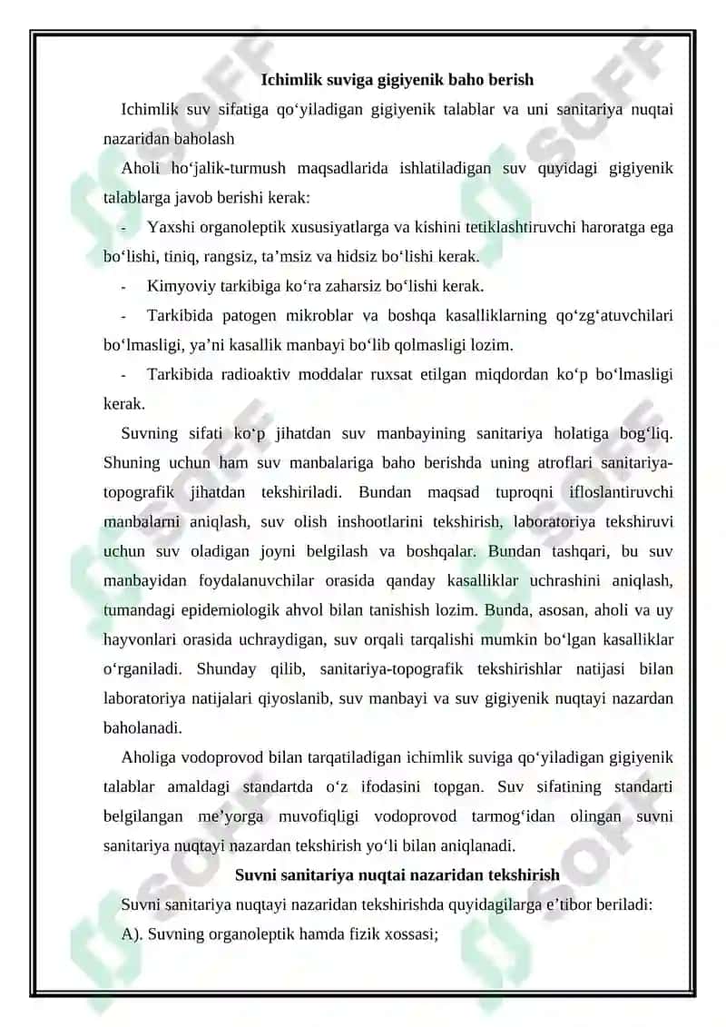 Ichimlik suvining zararsizlantirish sifatni tekshirish va baholash 6