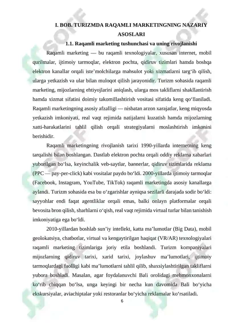 ZAMONAVIY RAQAMLI MARKETING TEXNOLOGIYALARI: TURIZMDA QO‘LLANILISHI. 6