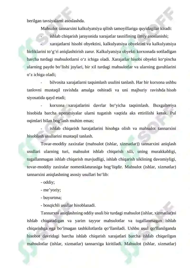 XIZMATLAR TANNARXINI ANIQLASH 6