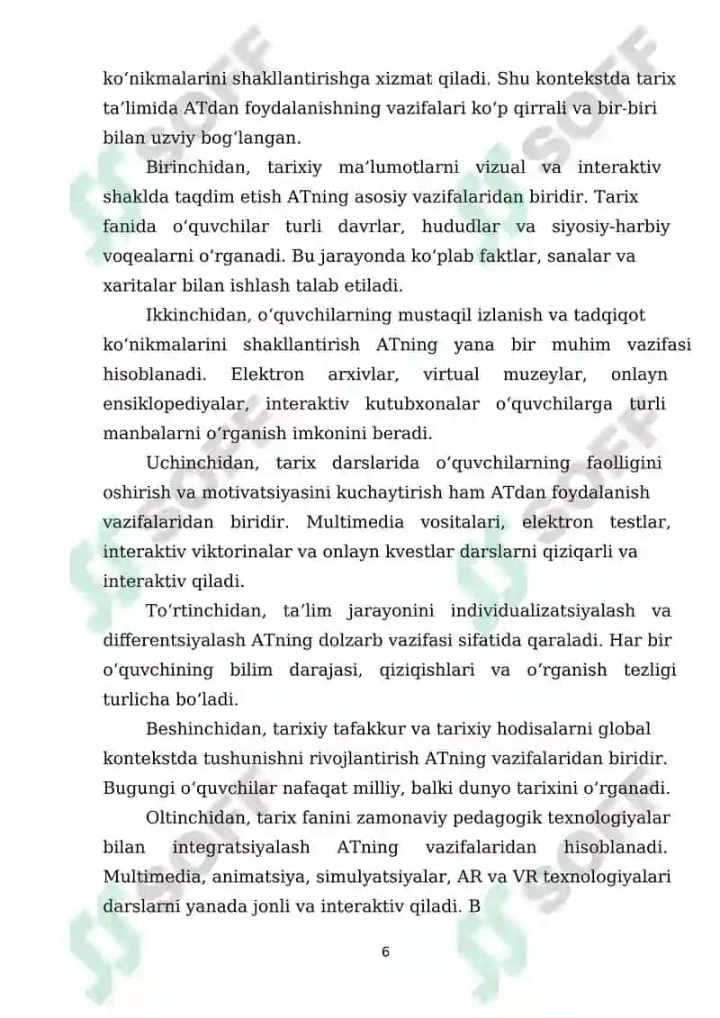 Tarix ta’limida axborot texnologiyalaridan foydalanish. 6
