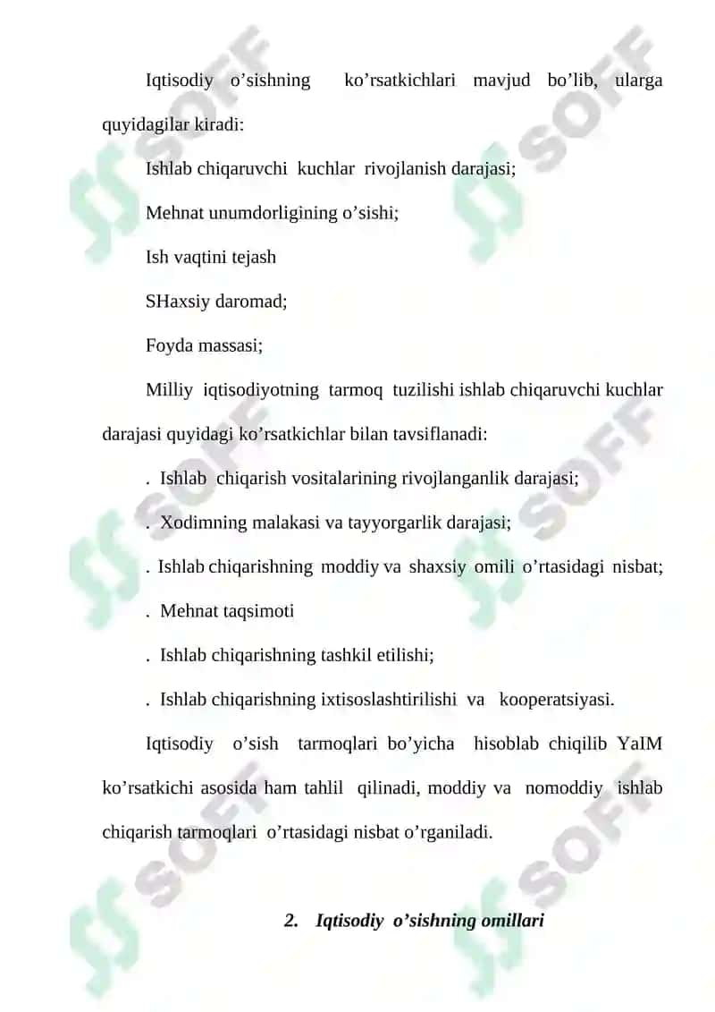 Iqtisodiy o'sishning mohiyati asosiy tavsifnomasi va modeli 6