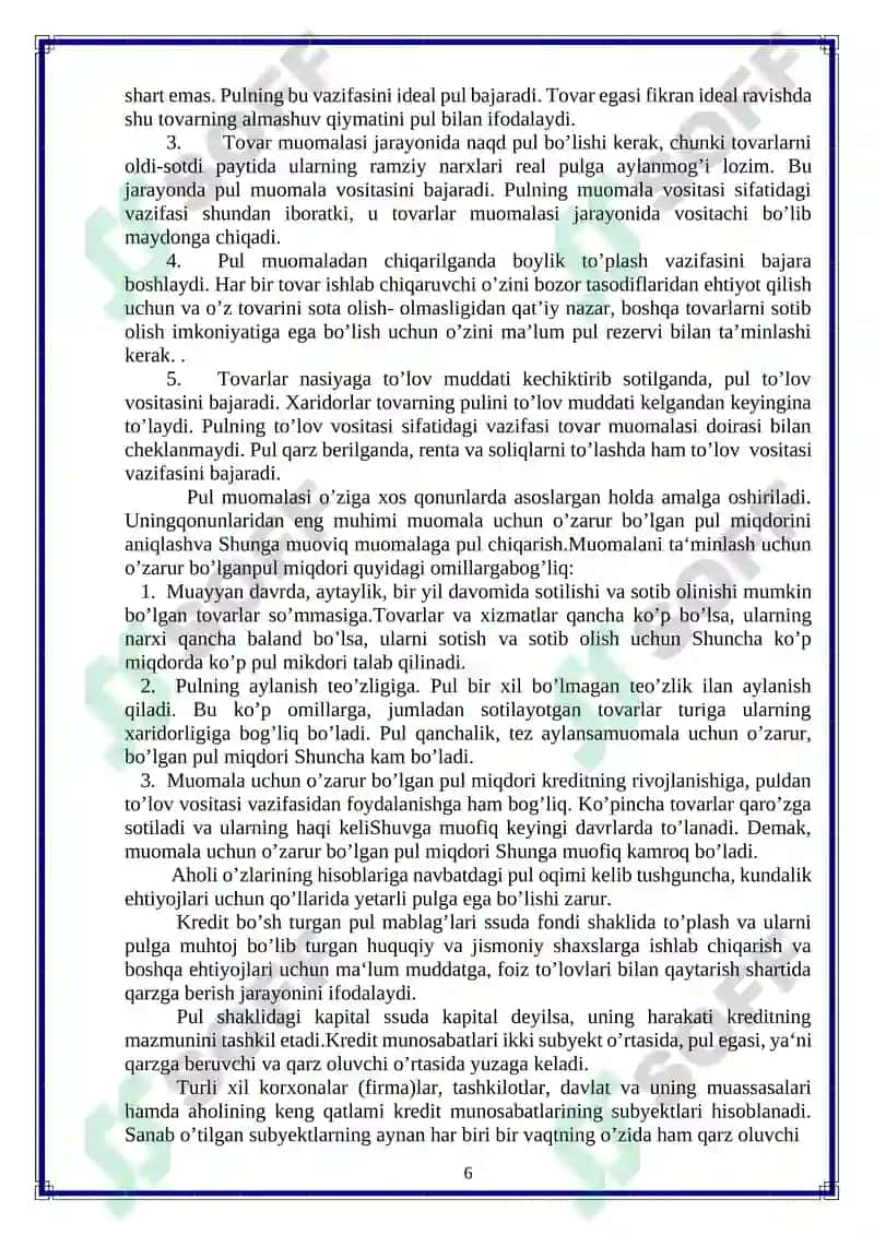 Pul muomalasi va uning amal qilish qonuniyatlari 6