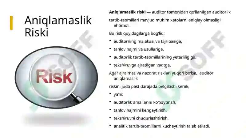 Audit riski va uni baholash usullari 6