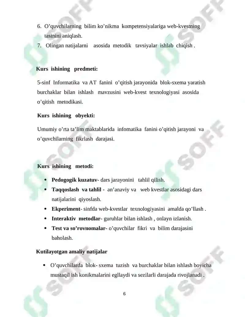 Umumiy o‘ta ta’lim maktablarining  5-sinfida  Informatika va AT fanidan  “Blok-sxema yaratish. Burchaklar bilan ishlash. Spraytlarni harakatlantirish” 6