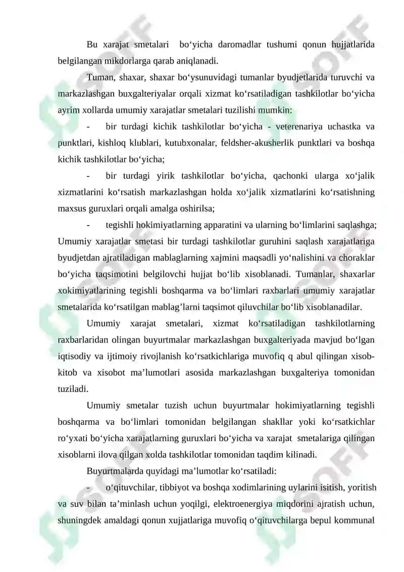 Byudjet Tashkilotlarida Smetalar hamda Shtatlar Jadvalini Tuzish, Tasdiqlash va Taqdim Etish Tartibi 6