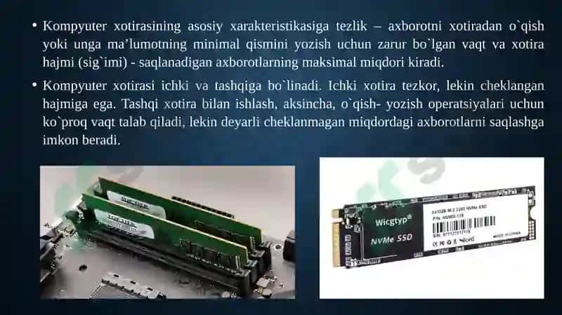 Kompyuterni tashkil etilishi va klassifikatsiyasi 6