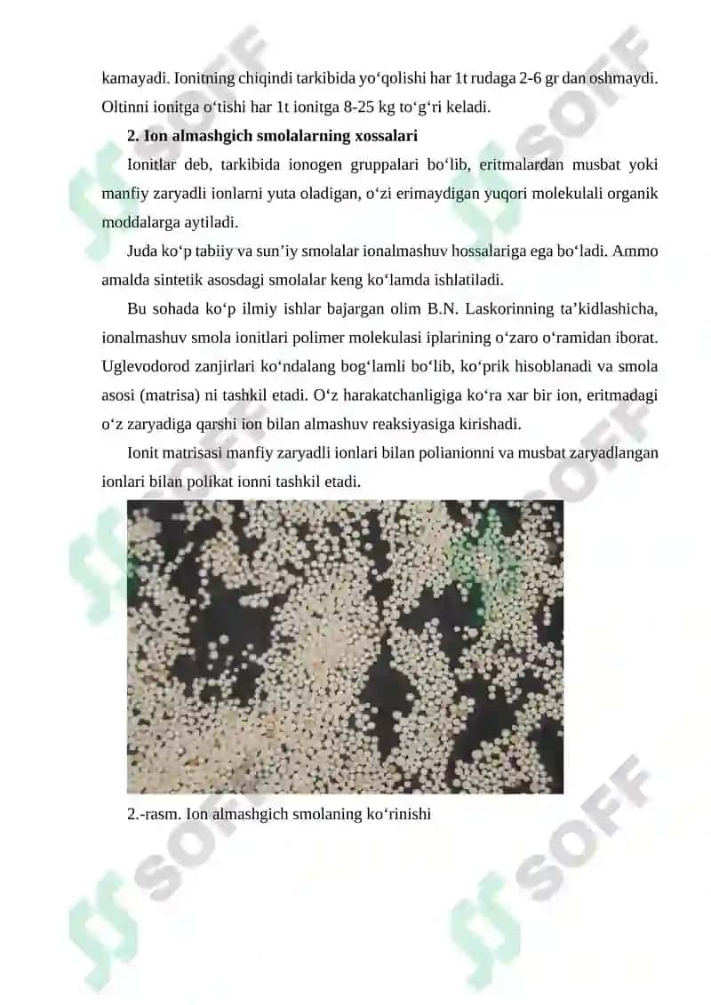 Sianli eritmalardan oltinni sorbsiya usulida ajratish 6