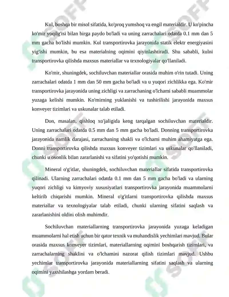 Sochiluvchan materiallarni transportirovka qilishga mo'ljallangan konveyer loyixasi 6