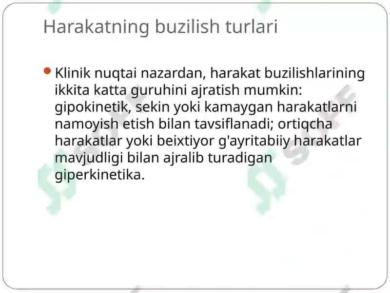Faoliyat va ixtiyoriy harakatlarining buzilishi. Apraksiya muammosi 6