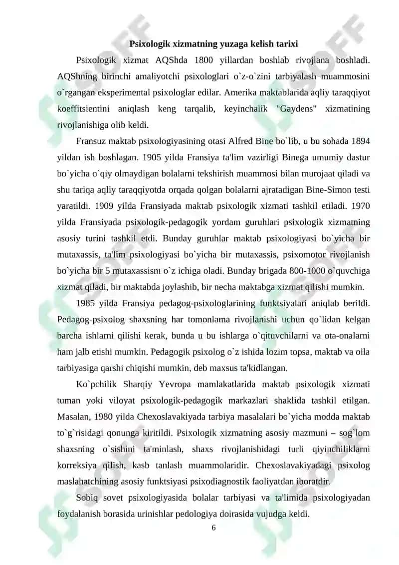 Psixologik xizmat fani rivojlanishining ilmiy-tarixiy asoslari 6