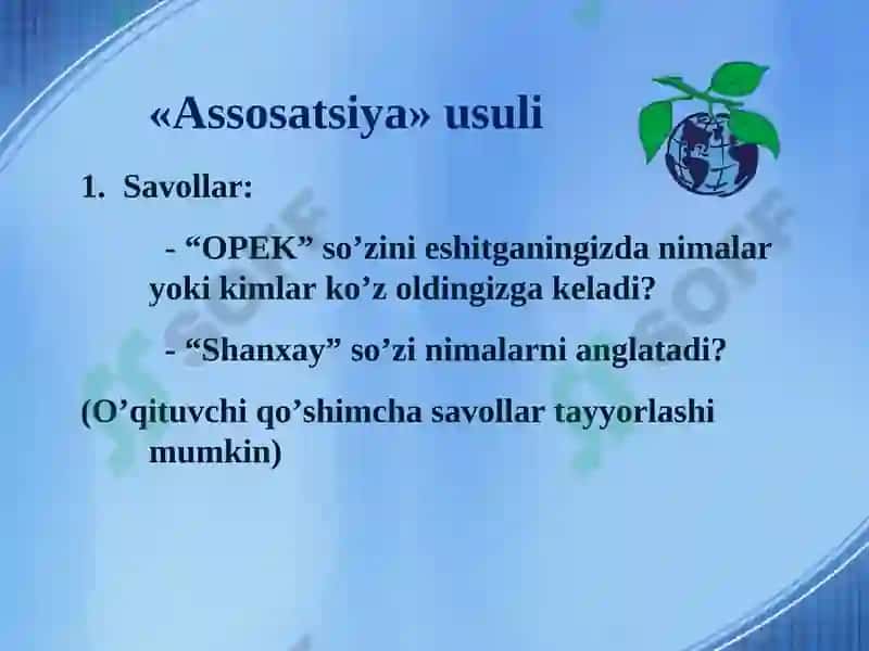 Geografiya darslarida yangi pedagogik texnologiyalarning qo’llanilishi 6