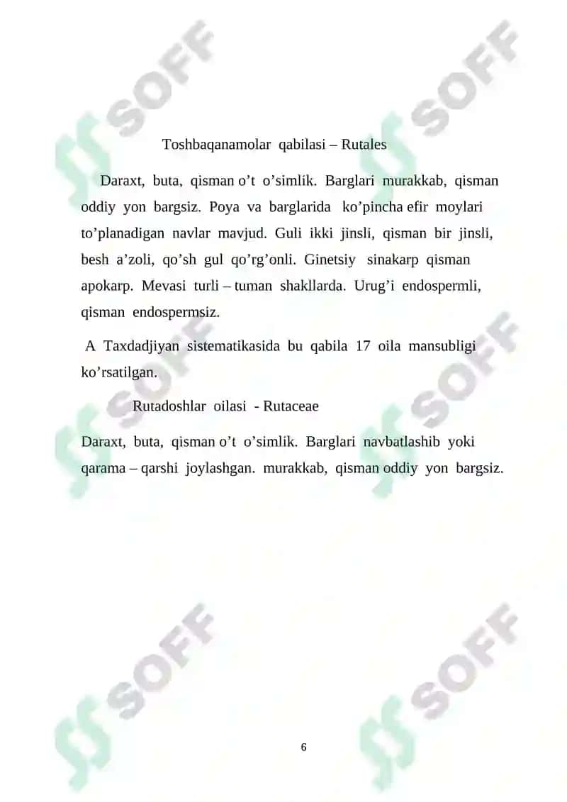 Rutadoshlar va Isiriqdoshlar oilasi biologik ahamiyati 6