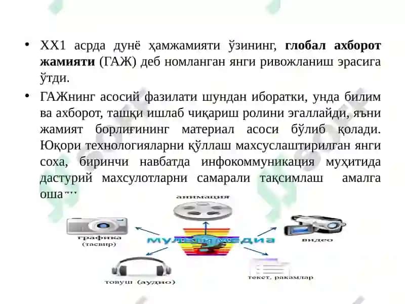 Мультимедиа алоқа тармоқлари тушунчаси 6