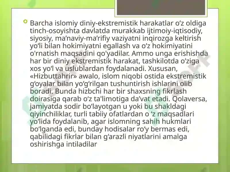 Markaziy Osiyodagi barqarorlikka tahdid solayotgan diniy ekstremistik va terroristik tashkilotlar 6