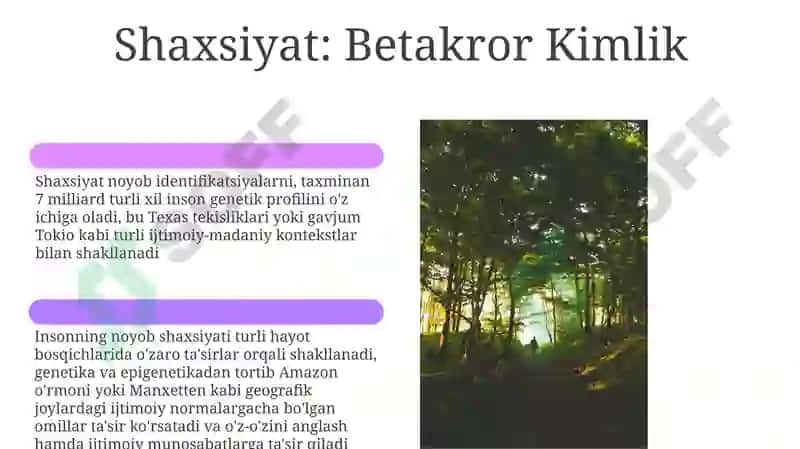 Shaxsiyatni ochish, Shaxsiyatni o'rganish 6