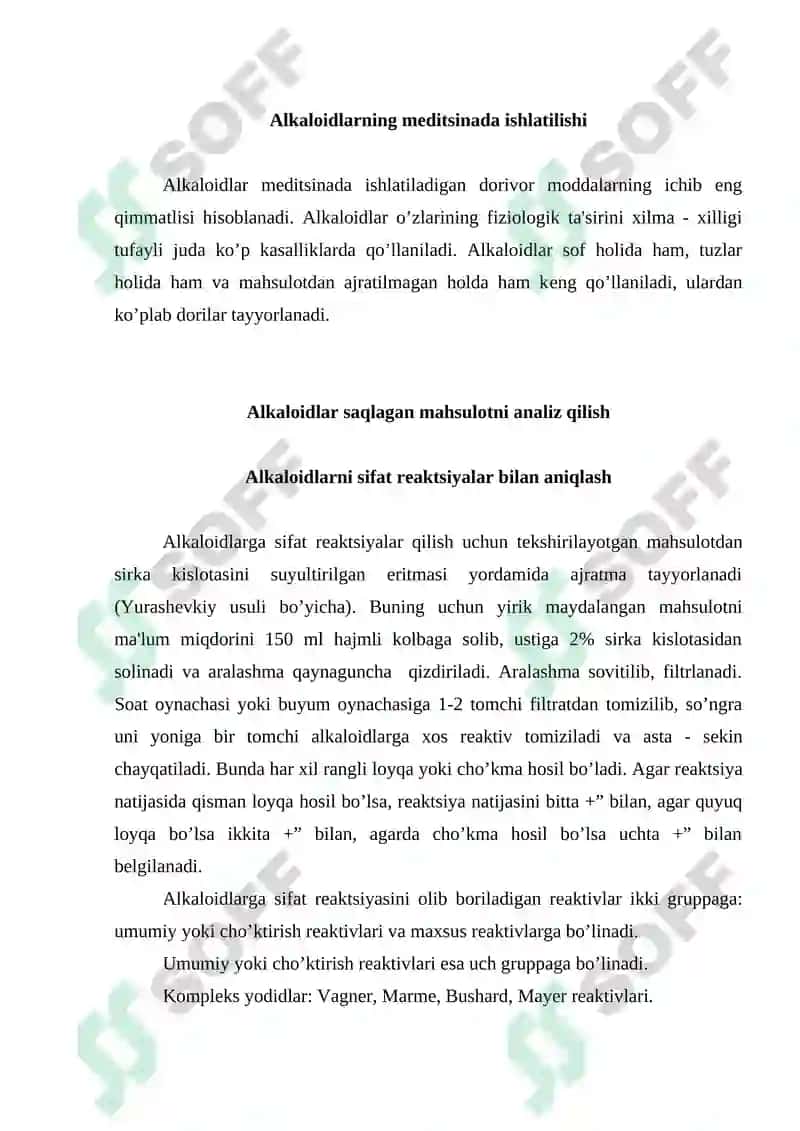Alkaloidlar bo’lgan dorivor o’simliklar va mahsulotlar 6