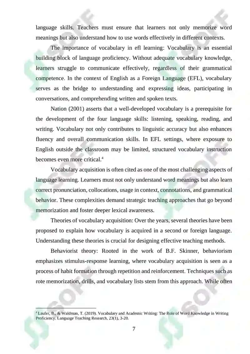 Effective Methods of Teaching Vocabulary in EFL Classes 6