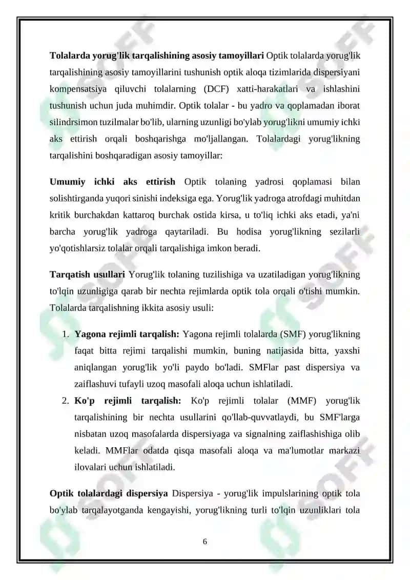 Dispersiyani kompensatsiyalovchi tolalar taxlili 6