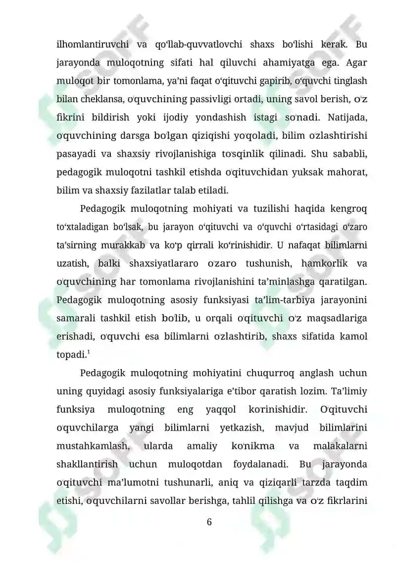 O'qituvchi va o'quvchi o'rtasida jonli muloqotni tashkil etish usullari 6