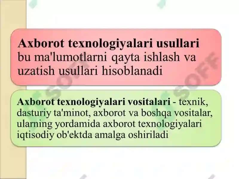 AXBOROT TEXNOLOGIYALAR INFRATUZILMASI VA YANGI TEXNOLOGIYALAR 6