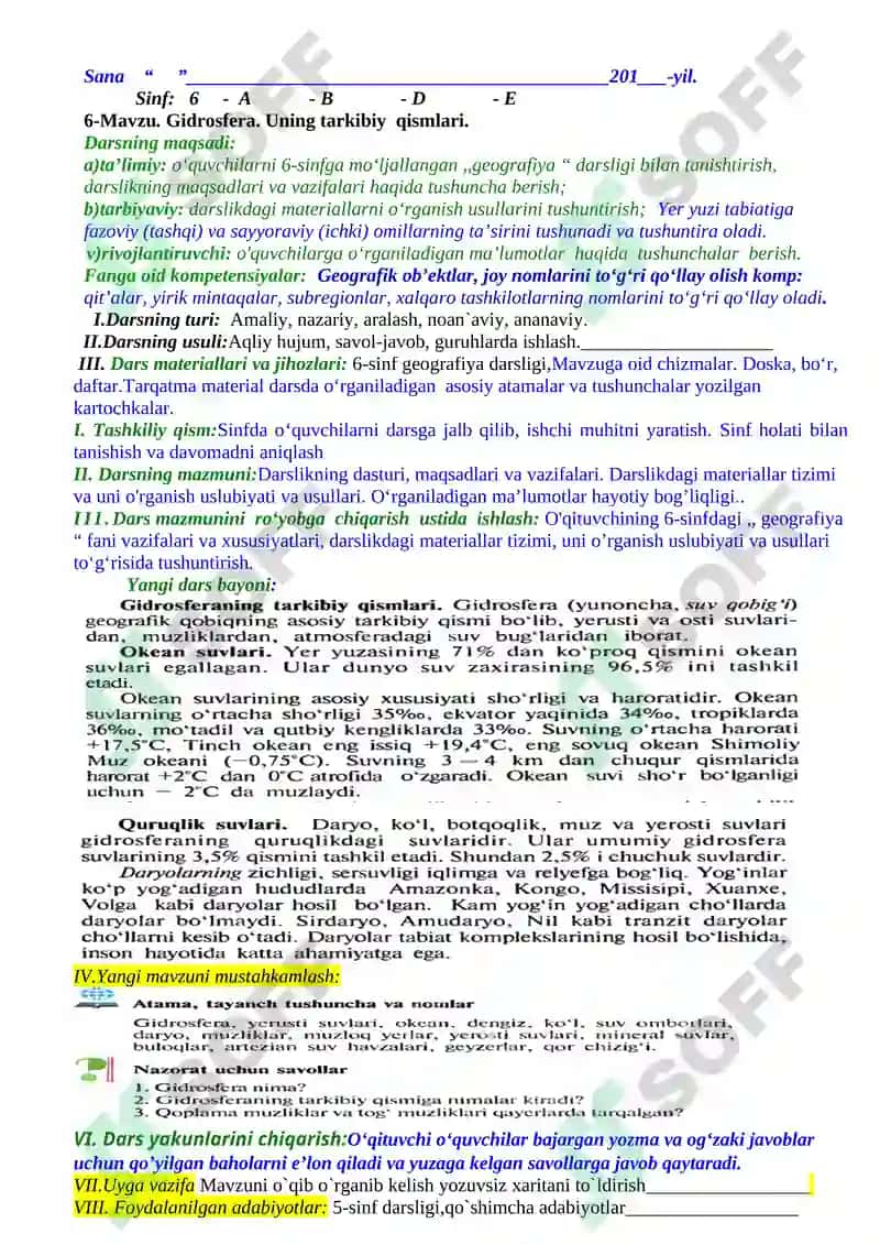 Kirish Materiklar va okeanlar tabiiy geografiyasi kursi 6