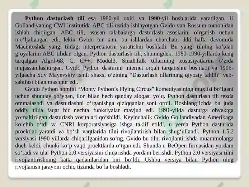 C++ va Python dasturlash tilining asosiy konstruksiyalari va tizimda qoʻllash xususiyatlari 6
