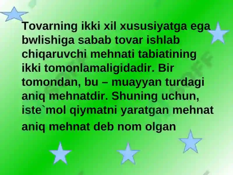 Tovar va uning xususiyatlari 6