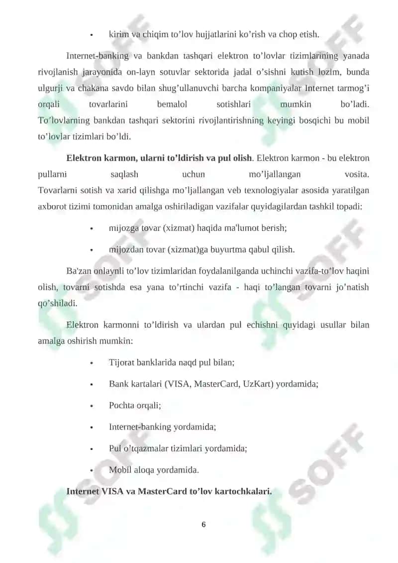 Internet to’lov tizimi va ularni ishlash tenalogiyalari 6