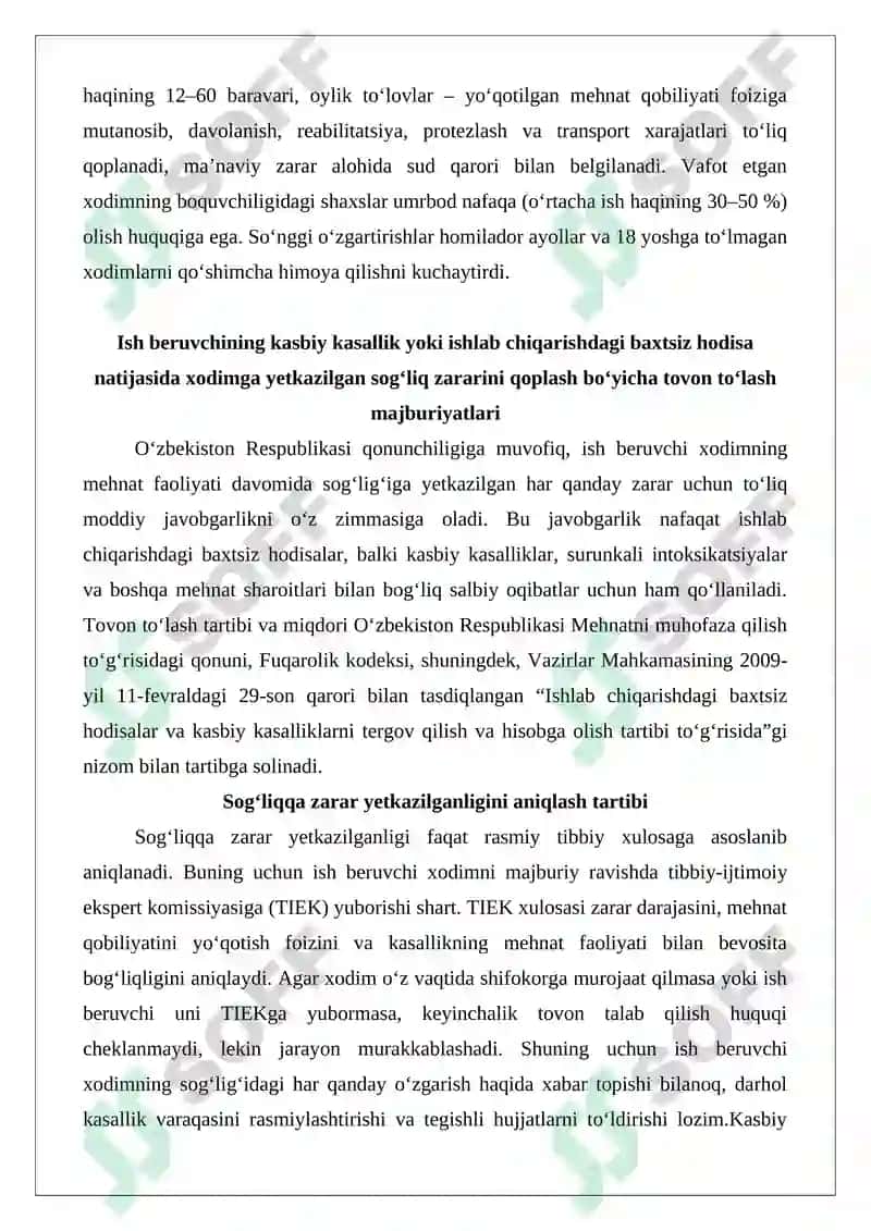 Xodimning sog‘lig‘iga ziyon yetkazilganligi 6