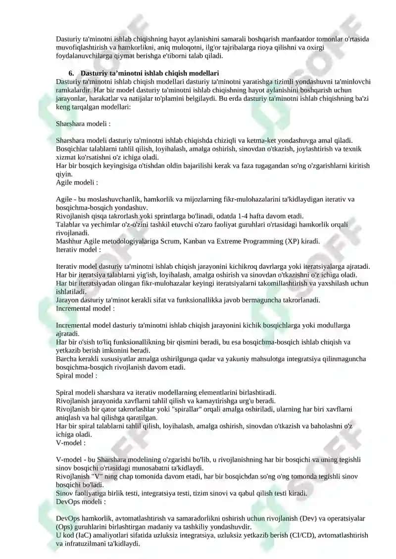 Dasturiy vositalar xavfsizligi 6