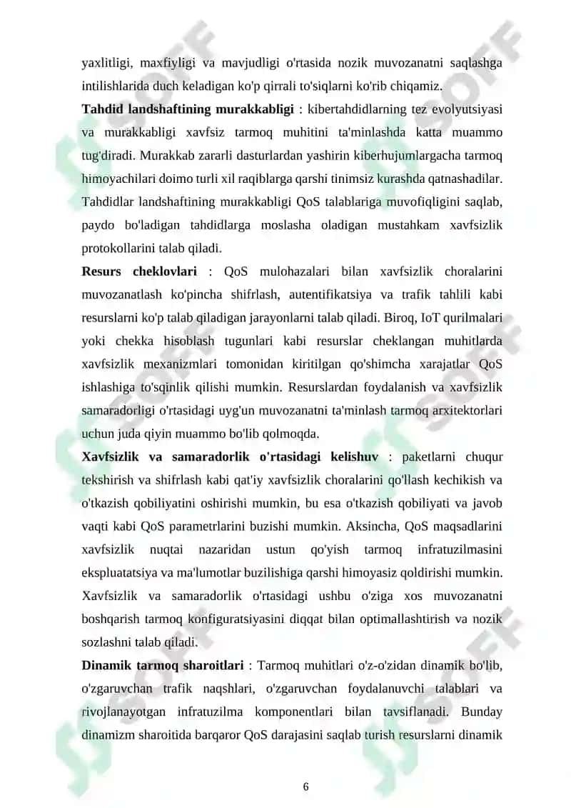 EESP QoS boshqaruvini qo'llab-quvvatlaydigan xavfsizlik protokoli 6