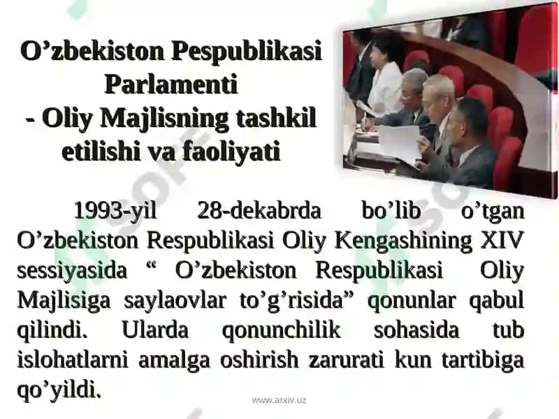 O'zbekistonta parlamentalizmning rivojlanishi 6